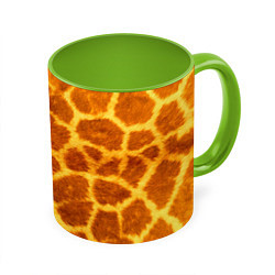 Кружка 3D Шкура жирафа - текстура, цвет: 3D-белый + светло-зеленый