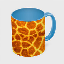 Кружка 3D Шкура жирафа - текстура, цвет: 3D-белый + небесно-голубой