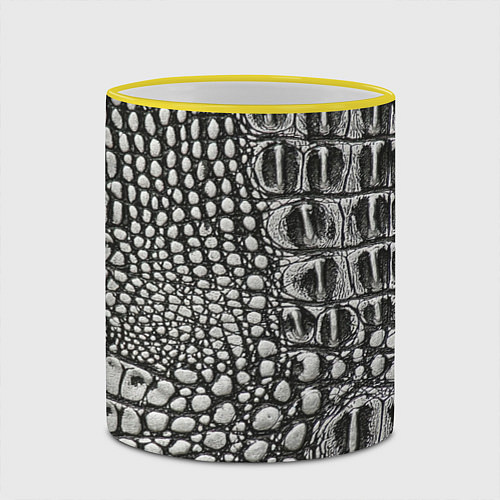 Кружка цветная Кожа крокодила - текстура / 3D-Желтый кант – фото 2