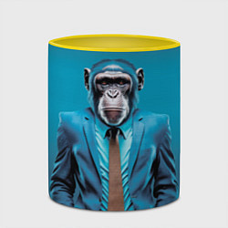 Кружка 3D Деловой шимпанзе, цвет: 3D-белый + желтый — фото 2