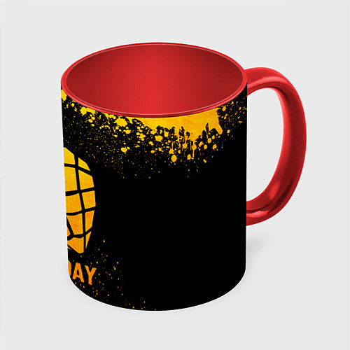 Кружка цветная Green Day - gold gradient / 3D-Белый + красный – фото 1