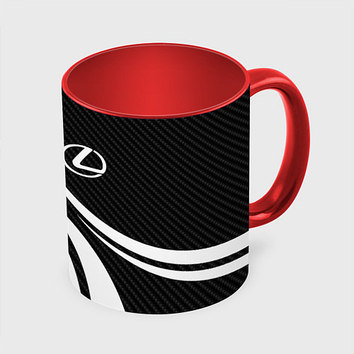 Кружка цветная Lexus - carbon line / 3D-Белый + красный – фото 1