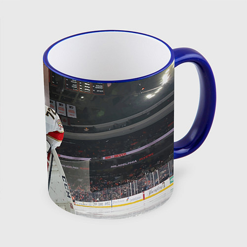 Кружка цветная Sergey Bobrovsky - Florida panthers - hockey / 3D-Синий кант – фото 1