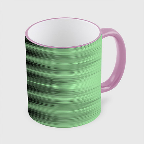 Кружка цветная Зеленый полосатый градиент / 3D-Розовый кант – фото 1