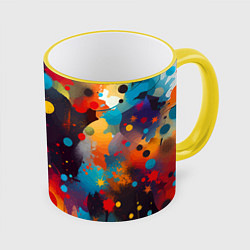 Кружка 3D Mirrow colorful blots - abstraction - vogue, цвет: 3D-желтый кант