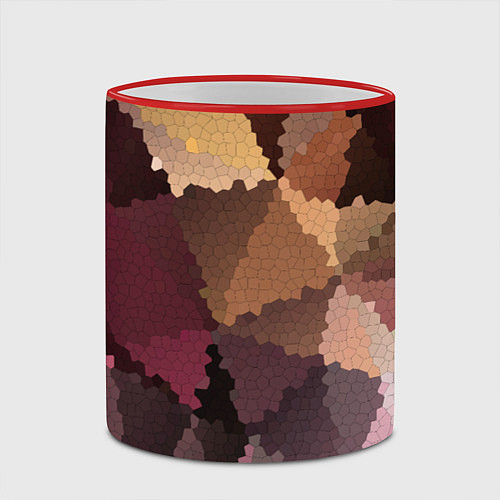 Кружка цветная Мозаика в коричнево-розовых тонах / 3D-Красный кант – фото 2