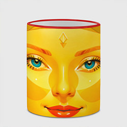 Кружка 3D Девушка желтоликая, цвет: 3D-красный кант — фото 2
