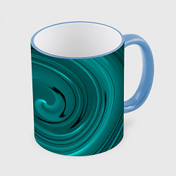 Кружка 3D Малахитовый вихрь, цвет: 3D-небесно-голубой кант