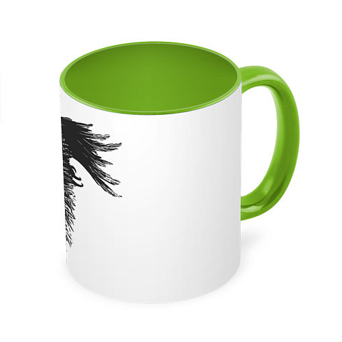 Кружка цветная Чёрный ворон с рунами / 3D-Белый + светло-зеленый – фото 1