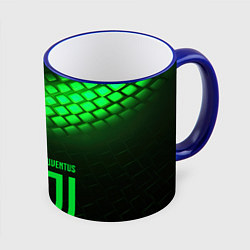 Кружка 3D Juventus green logo neon, цвет: 3D-синий кант