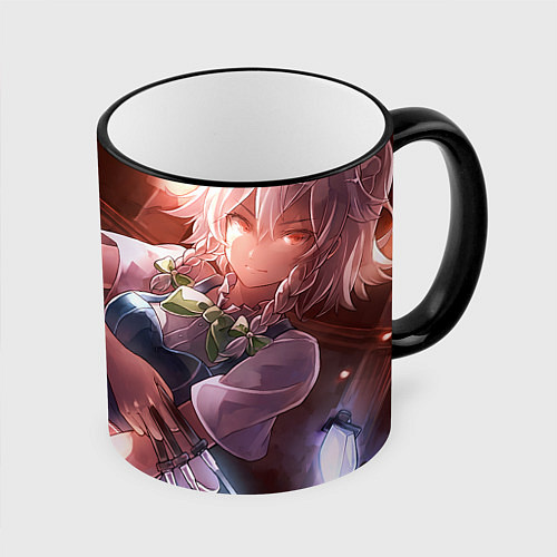 Кружка цветная Touhou Project Идзаёй Сакуя / 3D-Черный кант – фото 1