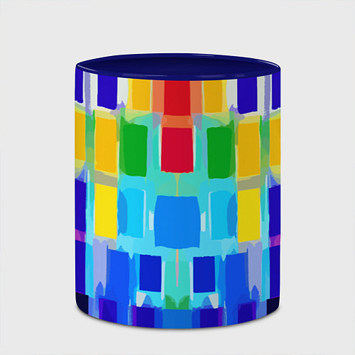 Кружка цветная Colorful strips - pop art - vogue / 3D-Белый + синий – фото 2