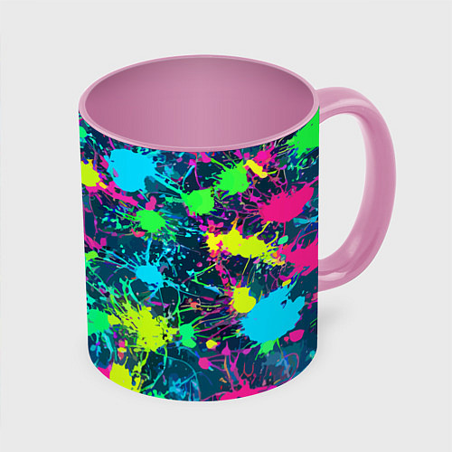 Кружка цветная Colorful blots - expressionism - vogue / 3D-Белый + розовый – фото 1