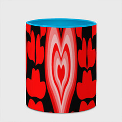 Кружка 3D Сердечки с красными узорами, цвет: 3D-белый + небесно-голубой — фото 2