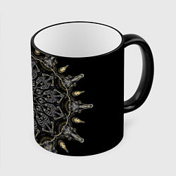Кружка 3D Большая костяная мандала, цвет: 3D-черный кант