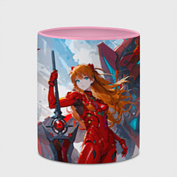 Кружка 3D Аска Еванеглион, цвет: 3D-белый + розовый — фото 2
