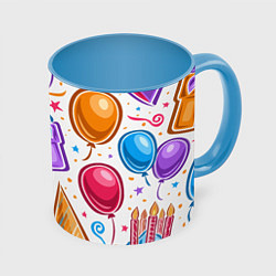 Кружка 3D Вечеринка, цвет: 3D-белый + небесно-голубой