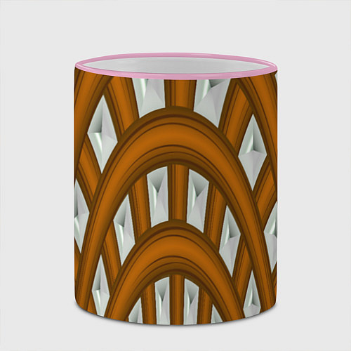 Кружка цветная Деревянные своды / 3D-Розовый кант – фото 2