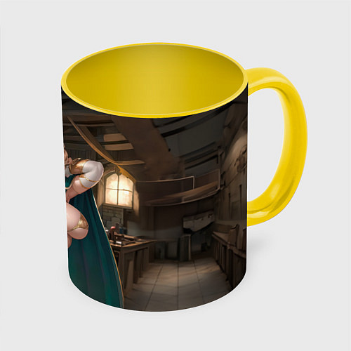 Кружка цветная Девушка эльф с аппетитными формами / 3D-Белый + желтый – фото 1