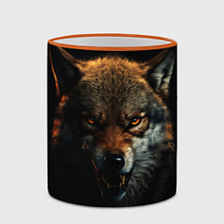 Кружка 3D Оскал дикого волка, цвет: 3D-оранжевый кант — фото 2