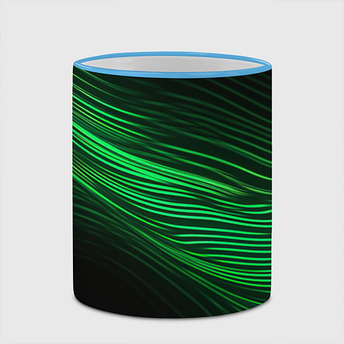 Кружка цветная Green neon lines / 3D-Небесно-голубой кант – фото 2