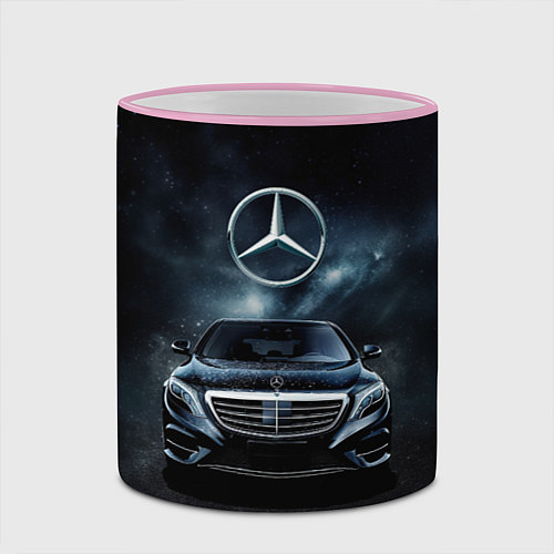 Кружка цветная Mercedes Benz black / 3D-Розовый кант – фото 2