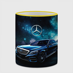 Кружка 3D Синий мерседес, цвет: 3D-желтый кант — фото 2
