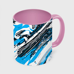 Кружка 3D Спонтанные брызги голубые, цвет: 3D-белый + розовый