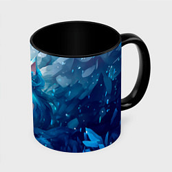 Кружка 3D Снежная лиса в стиле аниме, цвет: 3D-белый + черный