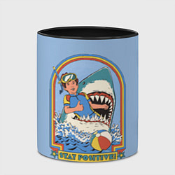 Кружка 3D Хищная акула водолаз - будь позитивным, цвет: 3D-белый + черный — фото 2