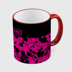 Кружка 3D Black pink - emblem - pattern - music, цвет: 3D-красный кант