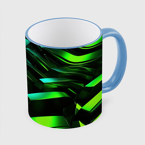 Кружка цветная Dark green abstract / 3D-Небесно-голубой кант – фото 1