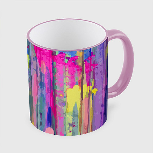Кружка цветная Watercolor rain / 3D-Розовый кант – фото 1