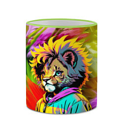 Кружка 3D Funny lion cub - pop art, цвет: 3D-светло-зеленый кант — фото 2