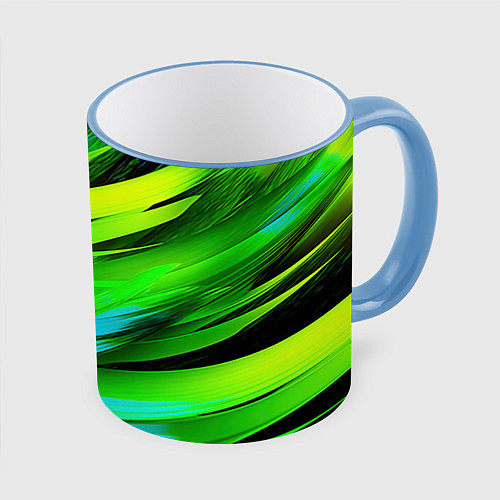 Кружка цветная Green abstract / 3D-Небесно-голубой кант – фото 1