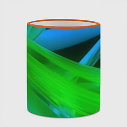 Кружка 3D Blue green abstract, цвет: 3D-оранжевый кант — фото 2