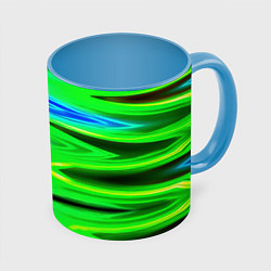 Кружка 3D Green blut geometry, цвет: 3D-белый + небесно-голубой