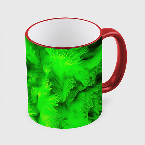 Кружка цветная Green abstract texture / 3D-Красный кант – фото 1