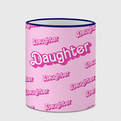 Кружка 3D Дочь в стиле барби - розовый паттерн, цвет: 3D-синий кант — фото 2