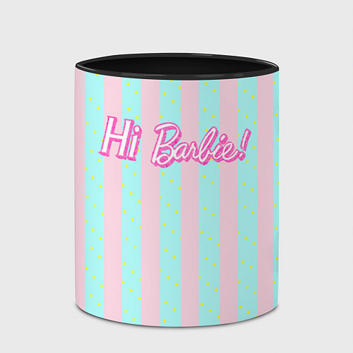 Кружка цветная Hi Barbie - фраза и костюм Кена / 3D-Белый + черный – фото 2