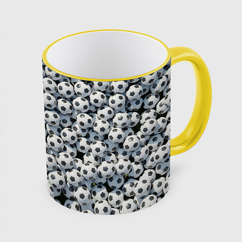 Кружка цветная Узор с мячиками / 3D-Желтый кант – фото 1