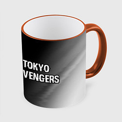 Кружка 3D Tokyo Revengers glitch на темном фоне: надпись и с, цвет: 3D-оранжевый кант