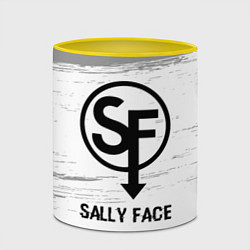 Кружка 3D Sally Face glitch на светлом фоне, цвет: 3D-белый + желтый — фото 2