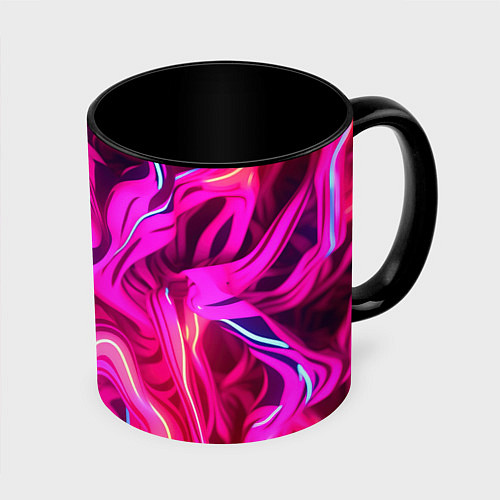 Кружка цветная Pink neon abstract / 3D-Белый + черный – фото 1