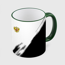 Кружка 3D Russia sport черно белый, цвет: 3D-зеленый кант
