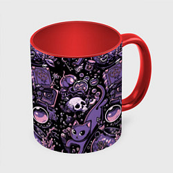 Кружка 3D Ведьминский паттерн, цвет: 3D-белый + красный
