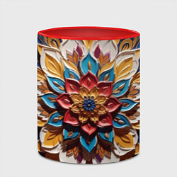Кружка 3D Цветок масляные краски, цвет: 3D-белый + красный — фото 2