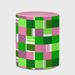 Кружка 3D Ретро квадраты ванильные, цвет: 3D-белый + розовый — фото 2