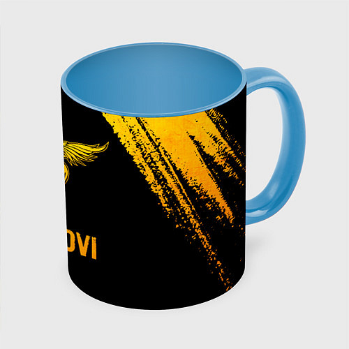 Кружка цветная Bon Jovi - gold gradient / 3D-Белый + небесно-голубой – фото 1