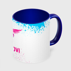 Кружка 3D Bon Jovi neon gradient style, цвет: 3D-белый + синий